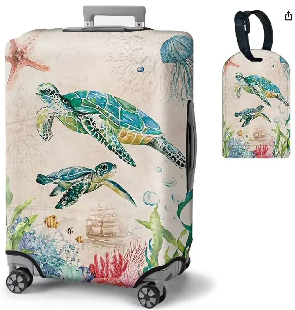 Ocean Turtle Suitcase Cover, Washable Travel Luggage Covers for Suitcase- XL